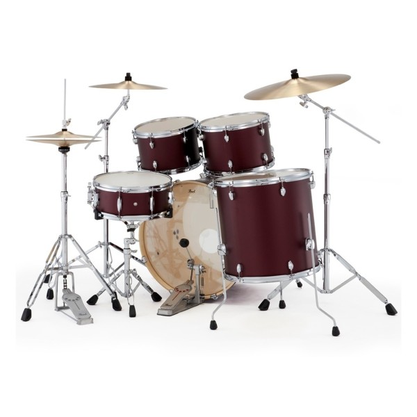Pearl Export 22" Rock Drum Kit With D-50 Drum Throne, Satin Scarlet