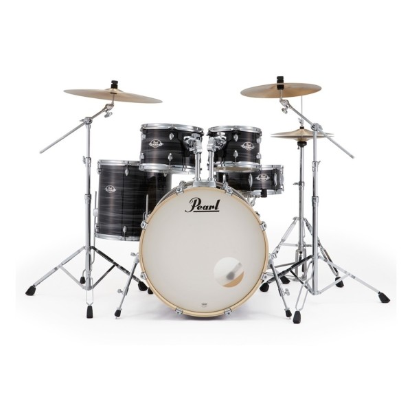 Pearl Export 22" USA Fusion Drum Kit With D-50 Drum Throne, Graphite Silver Twist