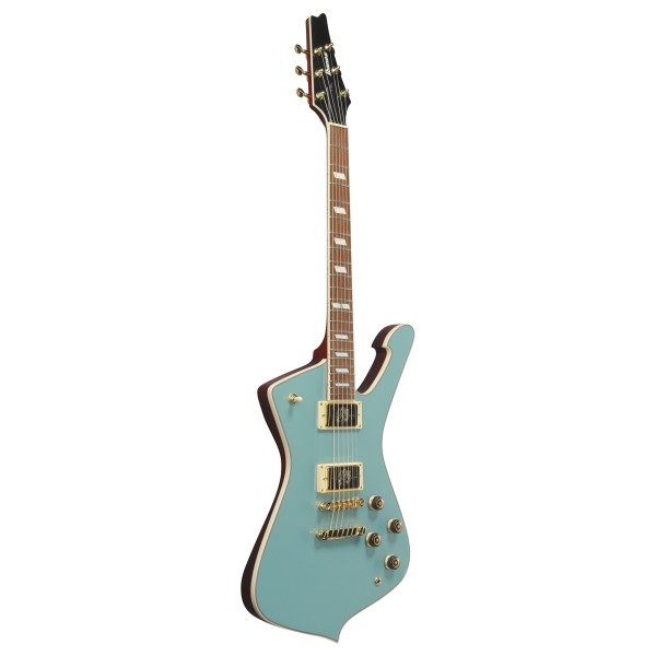 Ibanez IC420 Iceman, Coral Green Metallic - angled shot