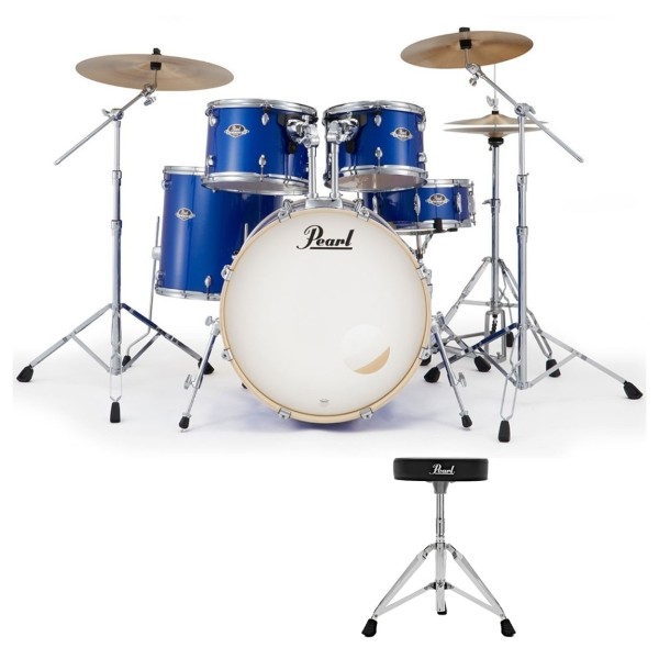 Pearl Export 22" Rock Drum Kit With D-50 Drum Throne, Midnight Blue