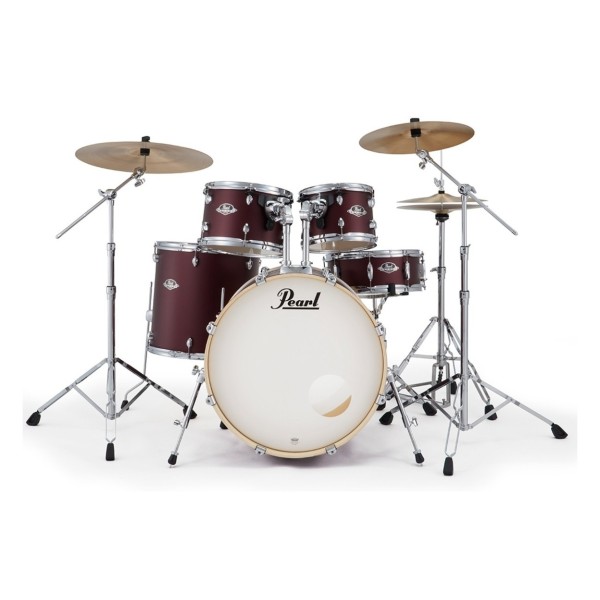 Pearl Export 22" USA Fusion Drum Kit With D-50 Drum Throne, Satin Scarlet