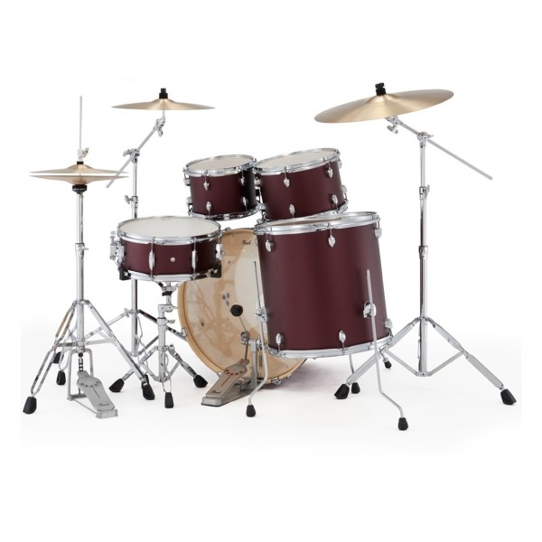 Pearl Export 22" USA Fusion Drum Kit With D-50 Drum Throne, Satin Scarlet