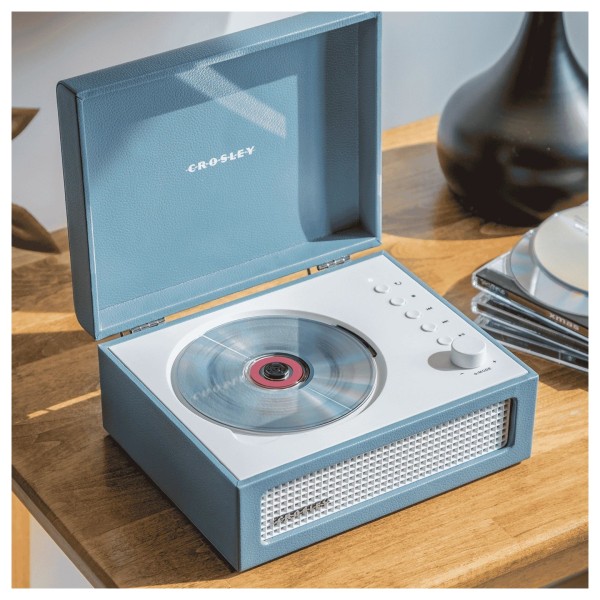 Crosley Voyager CD Player, Washed Blue - Lifestyle