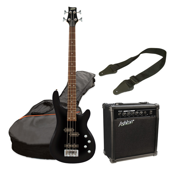 Ashton SPAB4 Bass Guitar Starter Pack, Black