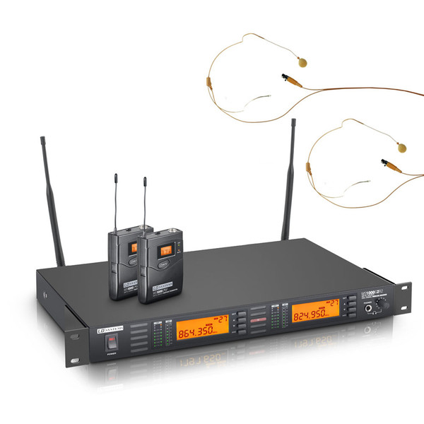 LD Systems Dual Wireless Microphone System with Belt Pack and Headset