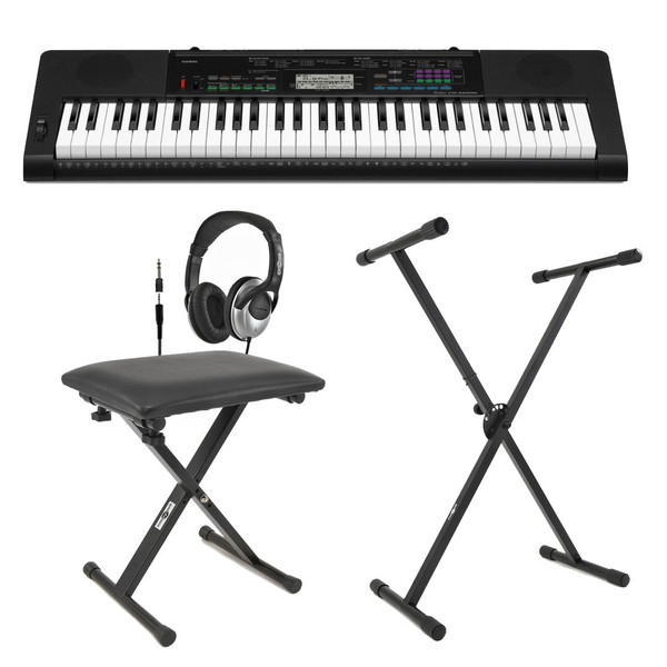 Casio CTK 3400 Portable Keyboard with Bench Headphones and Stand