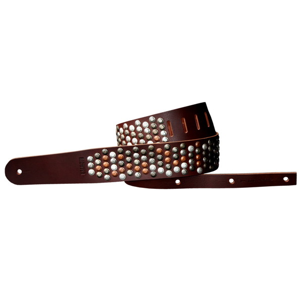  Richter 1319 Luxury Guitar Strap; Rivet Brown / Vintage Mix