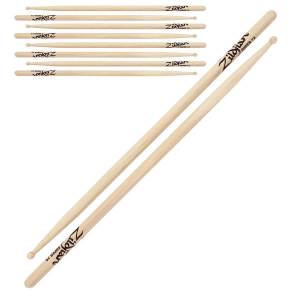 Zildjian Super 7A Wood Tip Drumsticks, 4 Pack