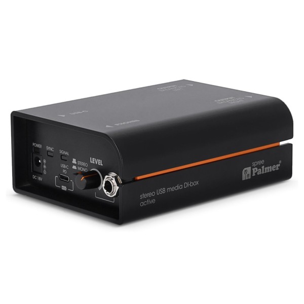 Palmer Spree Active Stereo USB-C Media DI Box - Front Left Angle