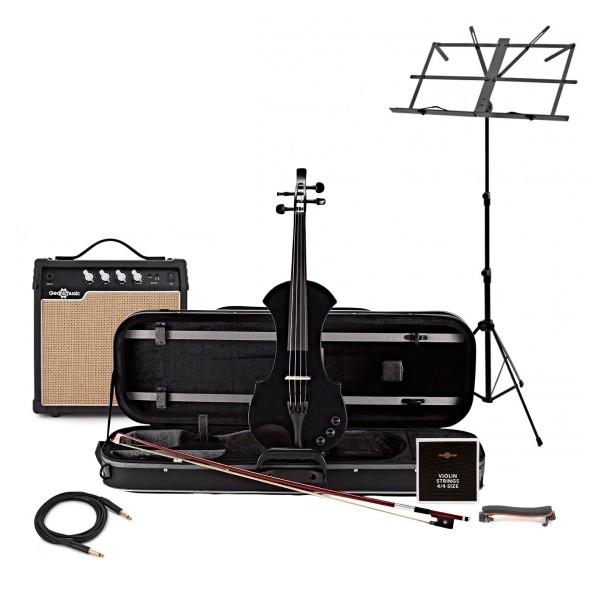 Electric Violin with Effects Amp Pack by Gear4music, Black