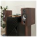 ELAC Debut B6.2 Bookshelf Speaker (Pair), Walnut - Lifestyle, angled showing cabinet and drivers