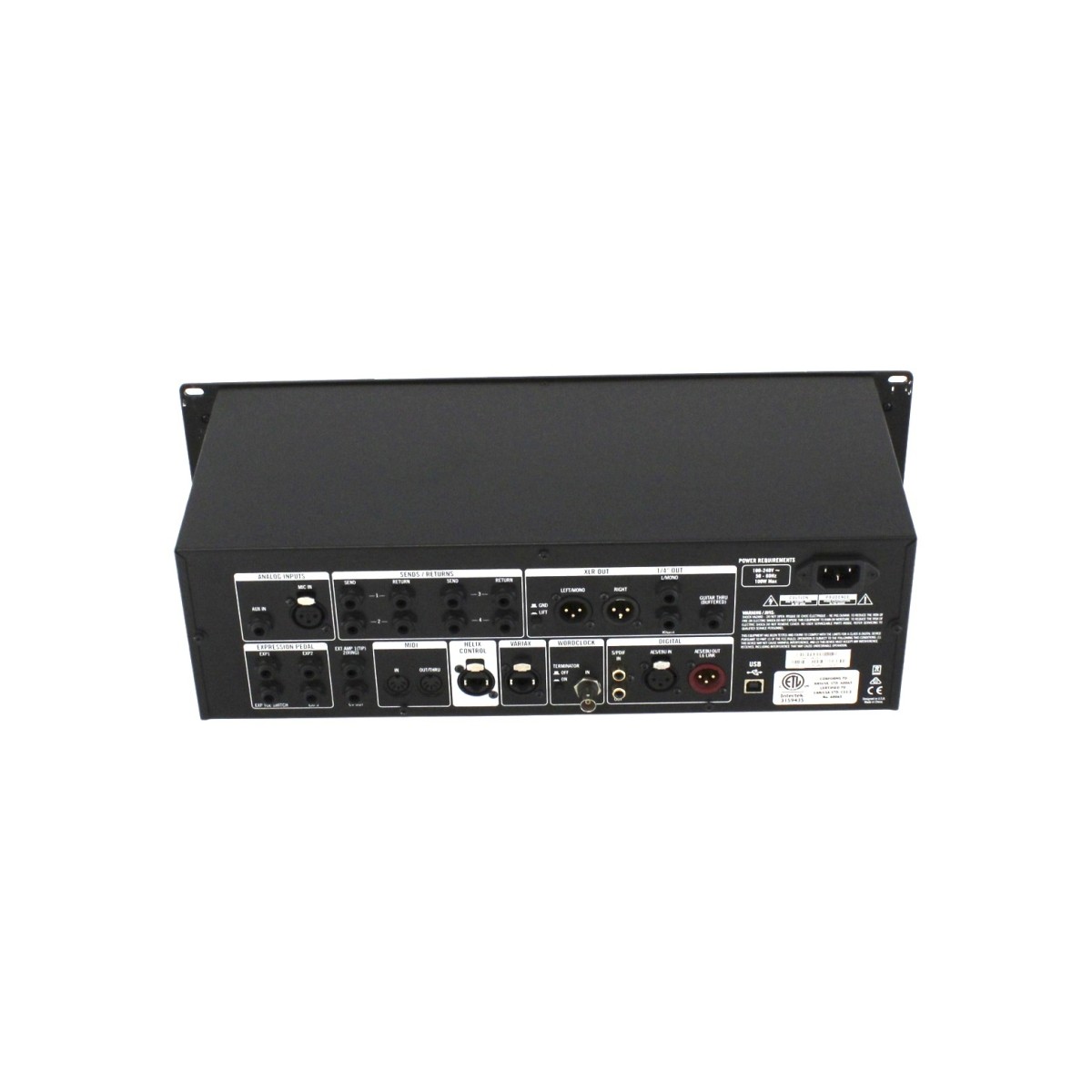 Helix Rack Rear Line Drawing Line 6 Helix Rack Multi-Effect Guitar Processor - Secondhand at Gear4music
