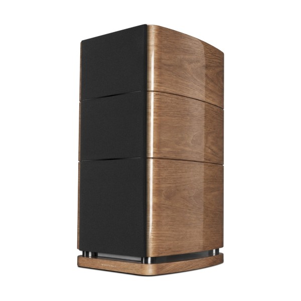 Wharfedale Elysian 2R 3 Way Standmount Speaker (pair), Piano Walnut - angle