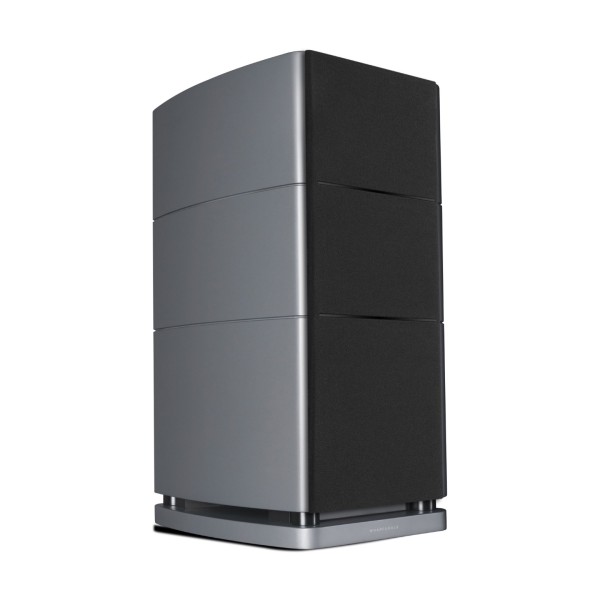 Wharfedale Elysian 2R 3 Way Standmount Speaker (pair), Lunar Grey - right grille 
