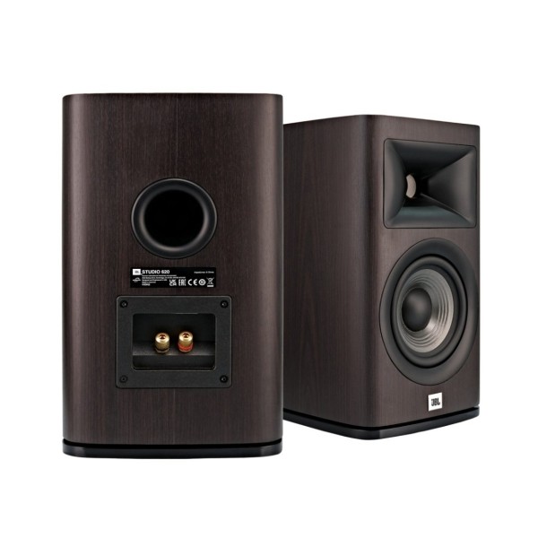 JBL Studio 620 Bookshelf Speaker (Pair), Dark Wood Back View