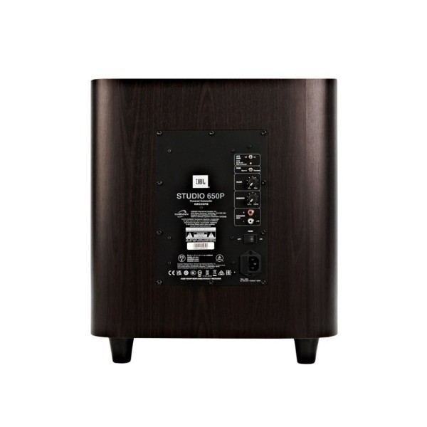 JBL Studio 650P Subwoofer, Dark Wood Back View