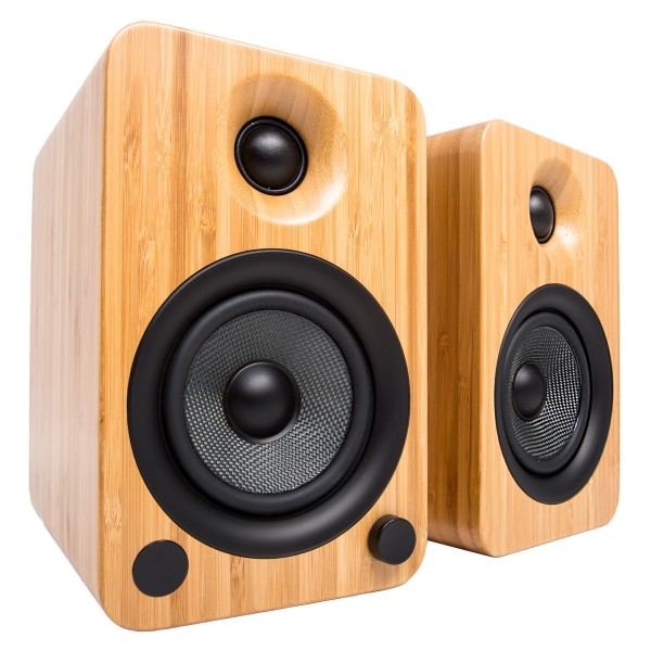 Kanto YU4 Powered Bookshelf Speakers, Bamboo - Main