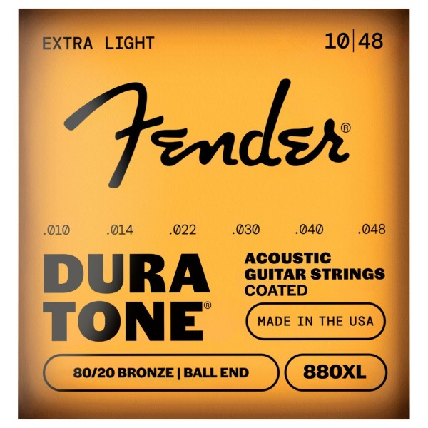 Fender 880XL 80/20 Dura-Tone Coated Acoustic Strings, 10-48