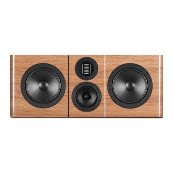 Wharfedale Elysian CR 3 Way Centre Channel Speaker, Piano Walnut - front no grille 