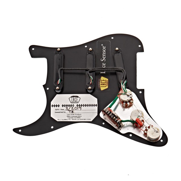 Lace Sensor Hot Gold Loaded Pickguard SSS, Black