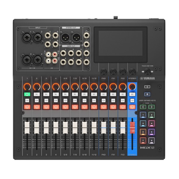 Yamaha MGX12 12-Channel Digital Mixer with Multi-track USB, Black - Top
