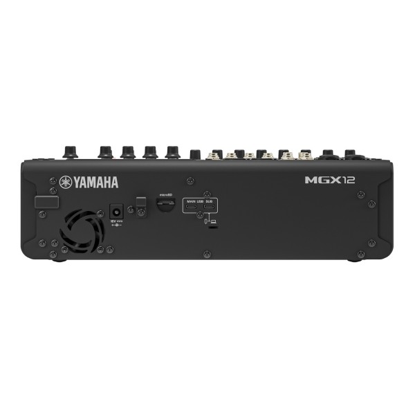 Yamaha MGX12 12-Channel Digital Mixer with Multi-track USB, Black - Rear