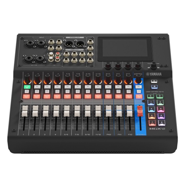 Yamaha MGX12 12-Channel Digital Mixer with Multi-track USB, Black - Front, Top
