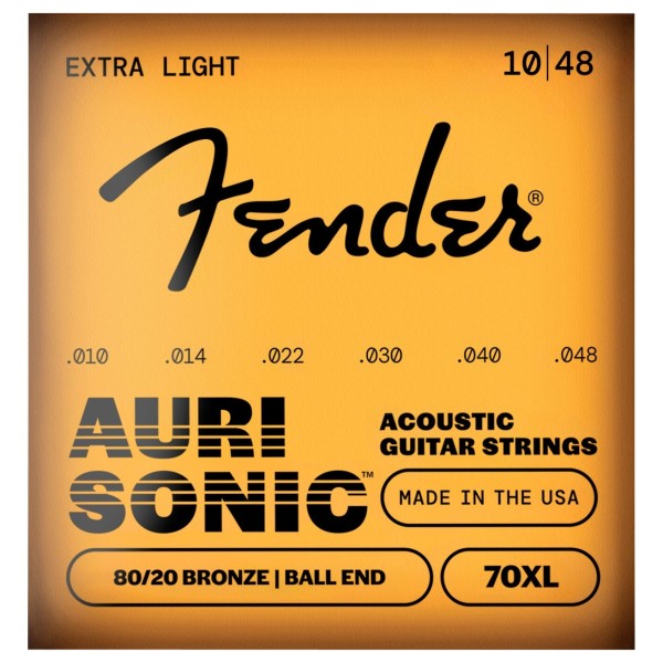 Fender AuriSonic 70XL Acoustic Guitar Strings, 80/20 Bronze, Gauges .010-.048