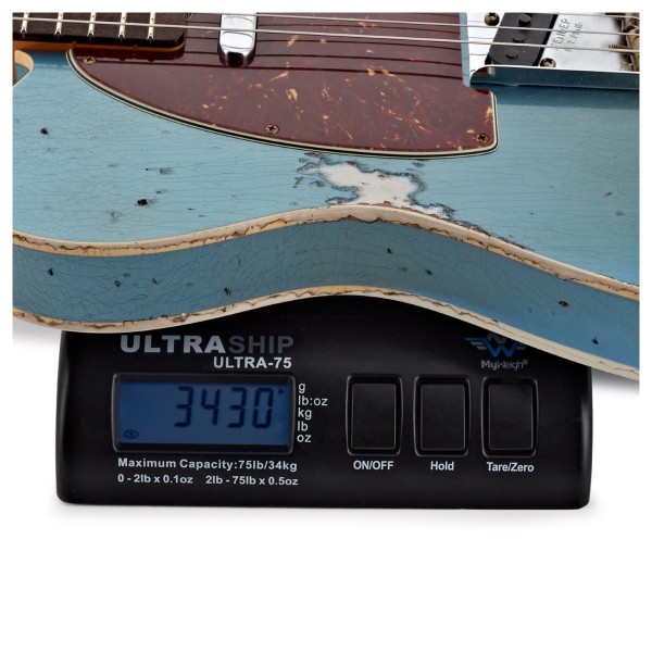 Fender Custom Shop '60 Telecaster Custom Heavy Relic RW, Super Faded Aged Lake Placid Blue - weight shot