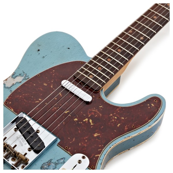 Fender Custom Shop '60 Telecaster Custom Heavy Relic RW, Super Faded Aged Lake Placid Blue - upper frets