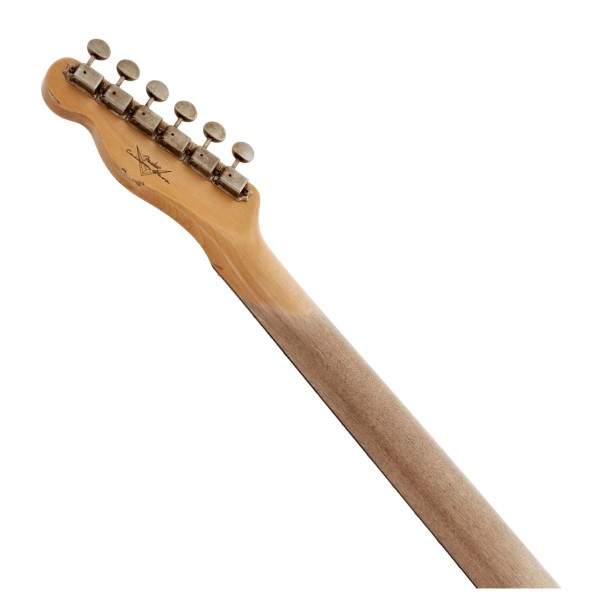 Fender Custom Shop '60 Telecaster Custom Heavy Relic RW, Super Faded Aged Lake Placid Blue - back of headstock