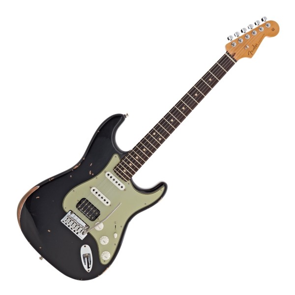 Fender Custom Shop Custom Deluxe HB S-1 Strat Relic with Closet Classic Hardware 3A RW, Black