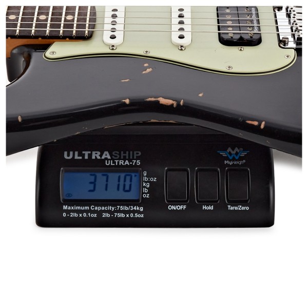 Fender Custom Shop Custom Deluxe HB S-1 Strat Relic with Closet Classic Hardware 3A RW, Black - weight shot