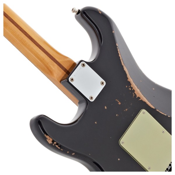 Fender Custom Shop Custom Deluxe HB S-1 Strat Relic with Closet Classic Hardware 3A RW, Black - neck joint