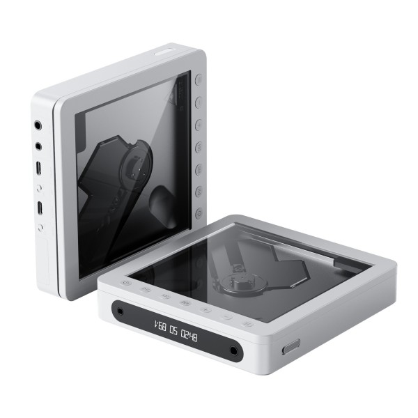 FiiO DM13 Portable CD Player with Bluetooth, Transparent White - Front and Back