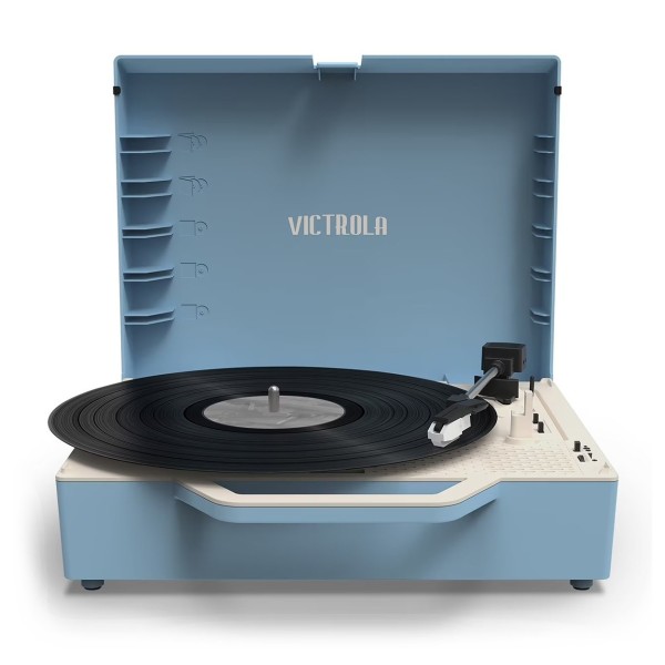 Re-Spin Bluetooth Record Player, Light Blue - Front