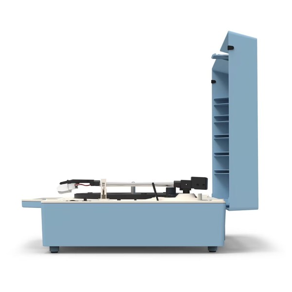 Victrola Re-Spin Suitcase Record Player, Light Blue - Side