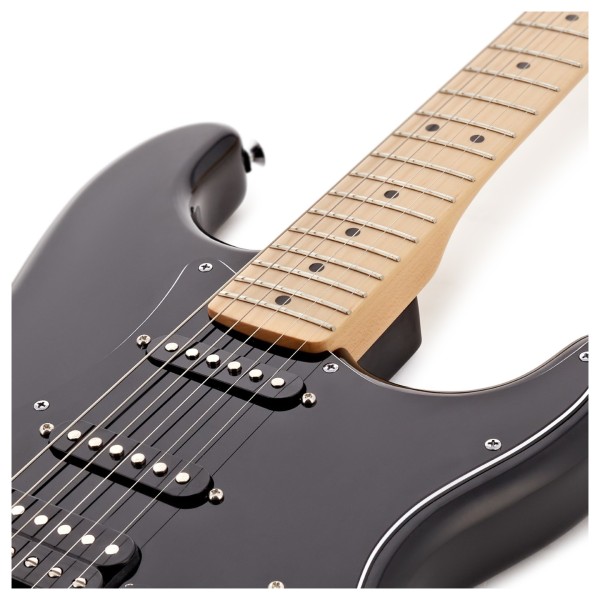 Fender Limited Edition Standard Stratocaster HSS, Maple Fingerboard, Black Pickguard, Black - upper frets