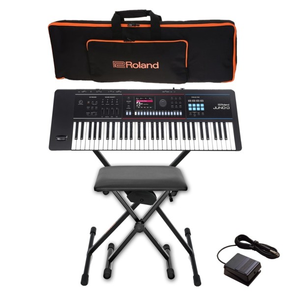 Roland Juno D-6 61 Key Portable Synthesizer Bundle