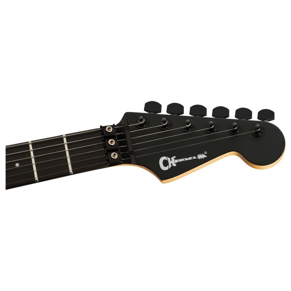 Charvel Pro-Mod Plus Dinky DK24 HH FR EB, Ebony Fingerboard, Satin Black - headstock