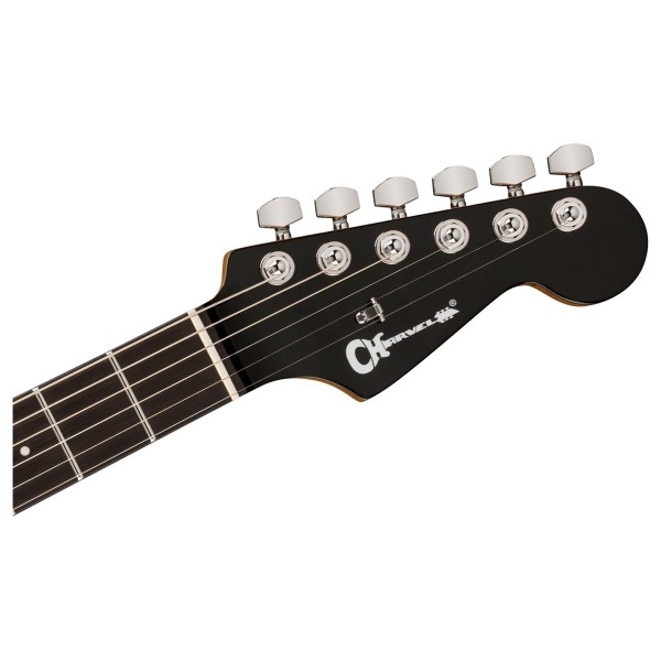 Charvel Pro-Mod Plus Dinky DK24 HSS 2PT EB QM, Ebony Fingerboard, Amber Tiger Eye - headstock