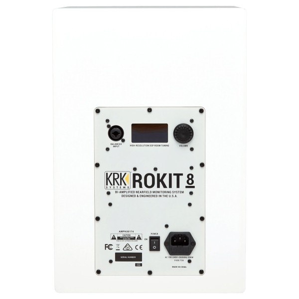 ROKIT RP8 G4 Studio Monitor, White - Rear