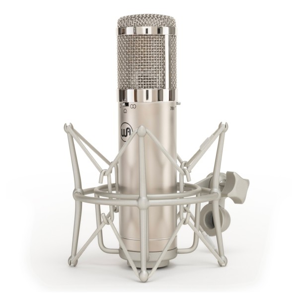 Warm Audio WA-47jr - FET Transformerless Condenser Microphone - Angled with Mount