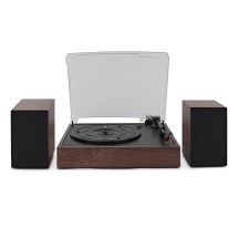 AVCOM Bluetooth Sistema de tocadiscos, nogal