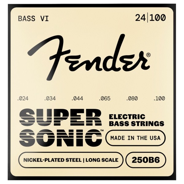 Fender SuperSonic 250B6 Bass VI Strings, Nickel-Plated Steel, Ball End, Gauges .024-.100