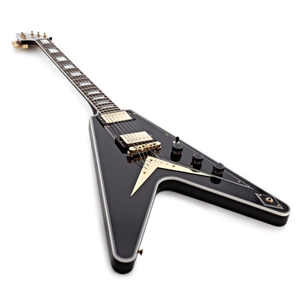 Gibson Custom Flying V Custom w/ Ebony Fingerboard Gloss, Ebony #CS600632 - angled shot