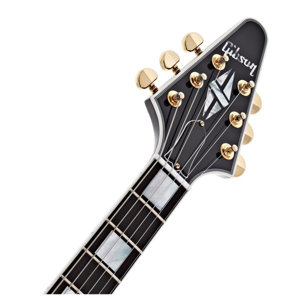 Gibson Custom Flying V Custom w/ Ebony Fingerboard Gloss, Ebony #CS600632 - headstock