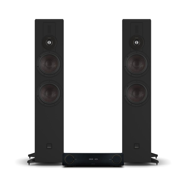 Arcam A15+ Amplifier & DALI Sonik 7 Floorstanding Speakers Hi-Fi Bundle, Black Ash