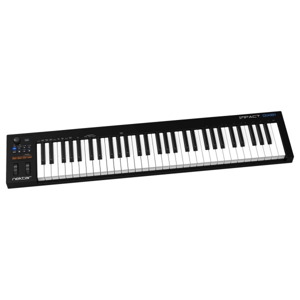 Nektar GX61 61-Note MIDI Keyboard, Black - Angled