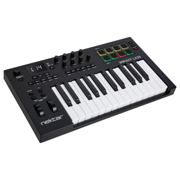 Nektar Impact LX25 MKIII MIDI Keyboard, Black - Angled 2